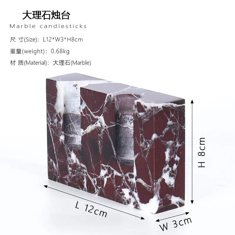 430z 2 Holes Marble Candlestick Holder for Wedding Dinning Party Vintage Travertine Stone Taper Candle Holder for Table Centerpi