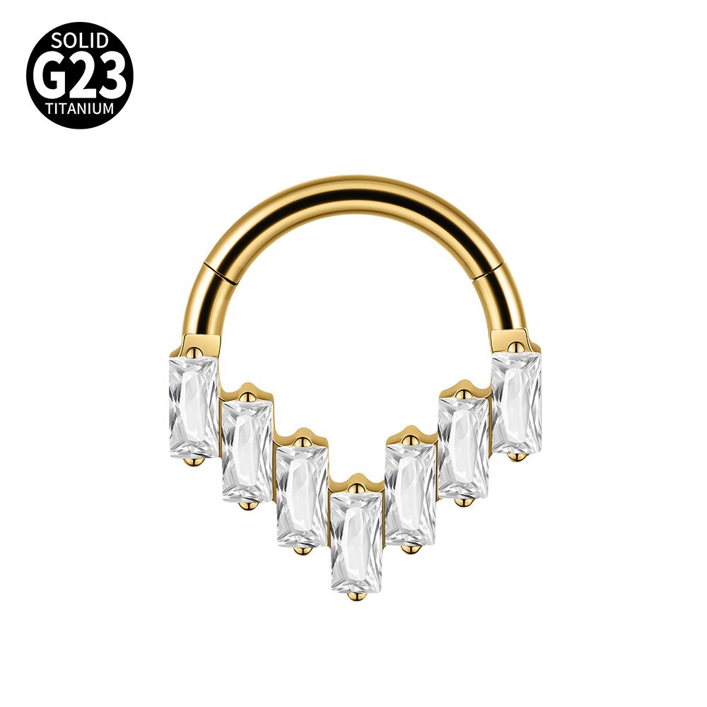 1pc G23 Titanium Split Ring with Multi Slanted Marquise Round White CZ Septum Nose Ring Cartilage Helix Tragus Piercing Jewelry