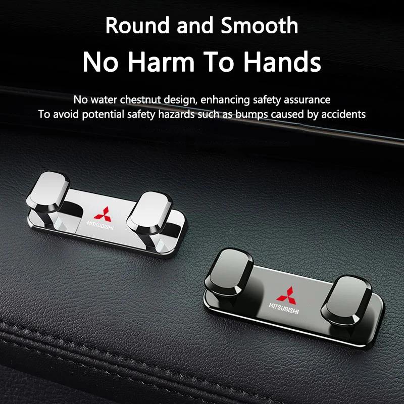 Car Headrest Hook Hanger for Mitsubishi Compatible with All Models Pajero Outlander Lancer Eclipse Cross Metal Storage Holder Ca MA8