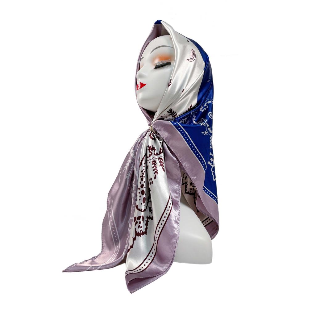 90cm Silk Scarf Women's Satin Large Square Scarf Silk Satin Shawl Cashew Print Turban Scarf