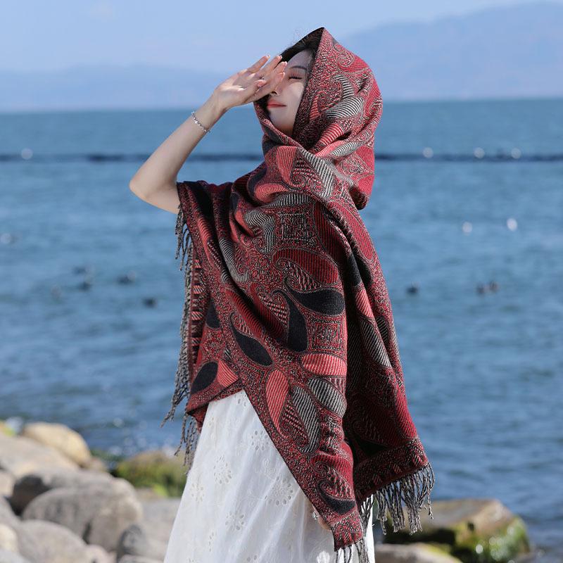 Bohemian Cloak Xizang Yunnan Thickened Scarf Women's Retro National Style With Over Cape