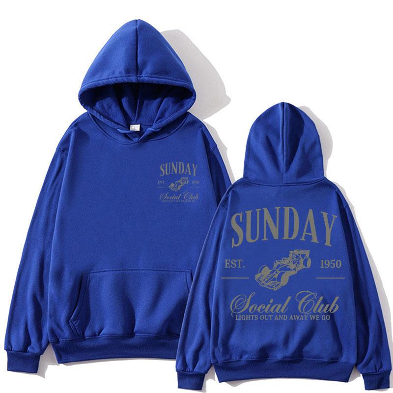 Sunday Social Running Club Print Hoodie Men Women Sporty Racing Fashion Hoody Sweatshirt Fleece Oversized Y2k Long Sleeve