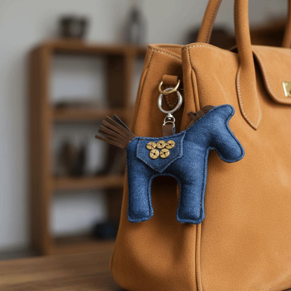 Cute Cloth Pony Pendant Pu Leather Horse Year Key Ring Cartoon Plush Horse Keychain  Hanging
