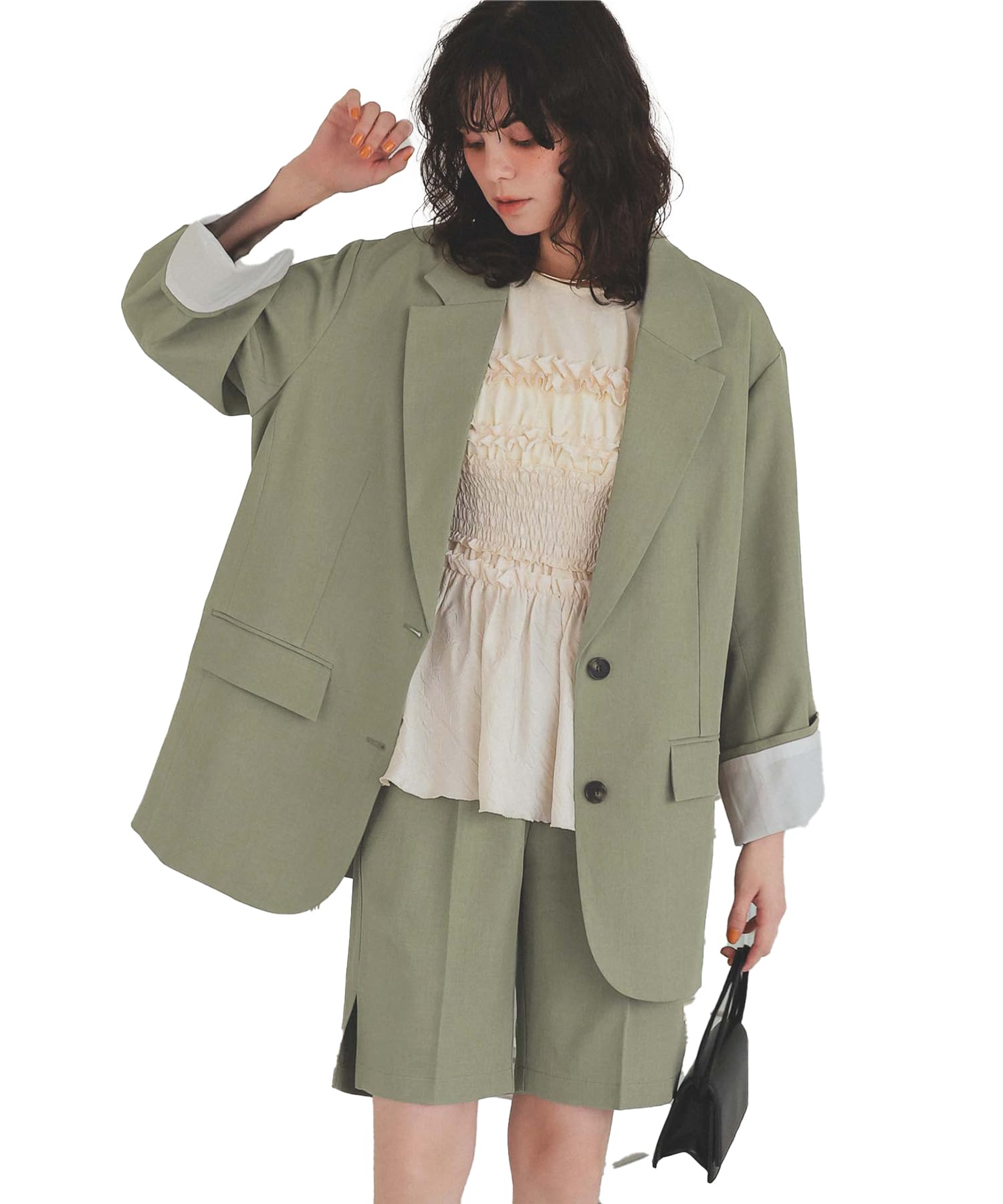 

Wide Sleeve Over Jacket AFXP4296 L Light Khaki [Titibait] Women s