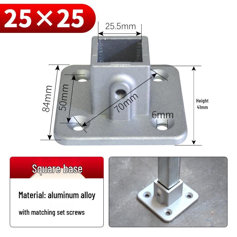 Galvanized Aluminum Alloy Square Tube Connector Fastener Joint, 20/25/30mm