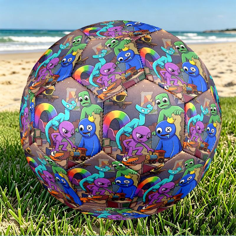 Game Rainbow Friends Print Size 5 Soccer Ball, PU Wear Resistant Football for Match Training and Daily Practice, Birthday Gift for Soccer Fans