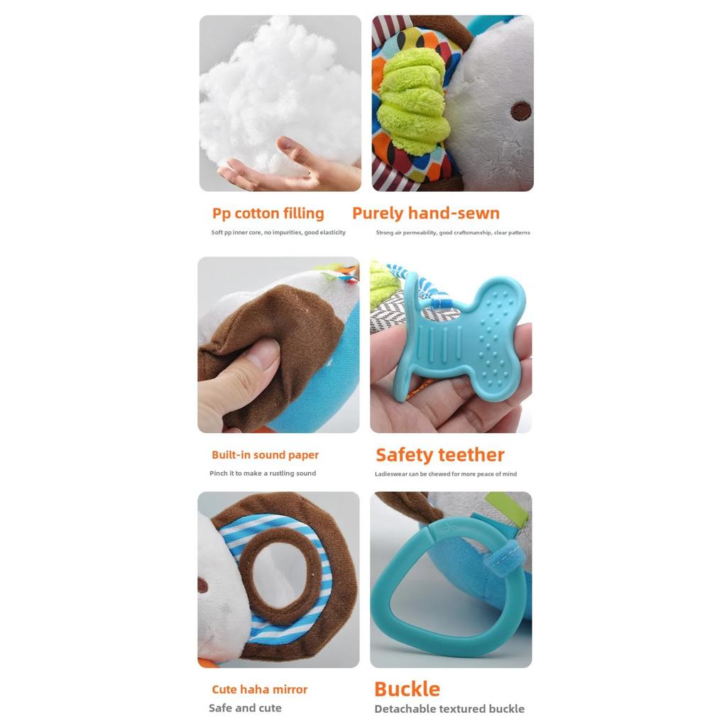 Baby Toys Plush Stuffed Rattle Toys Stroller Hanging Animals Bed Mobile Infant for Baby Toys 0 6 Months Peluche Sensorial Baby