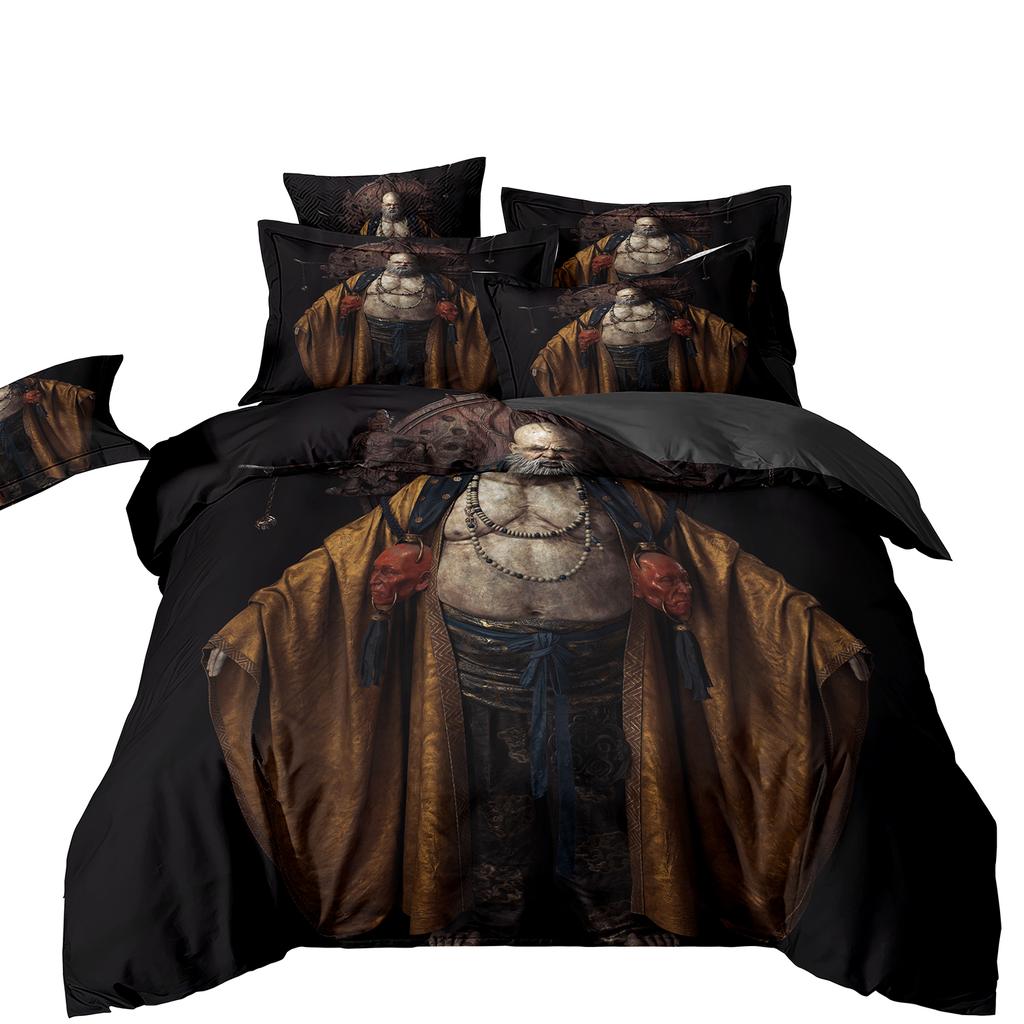 Black Myth Wukong Bedding Set,Game Characters Goku Bedding Set,Black 3D Printing Quilt Cover Pillowcase For Children and Adults
