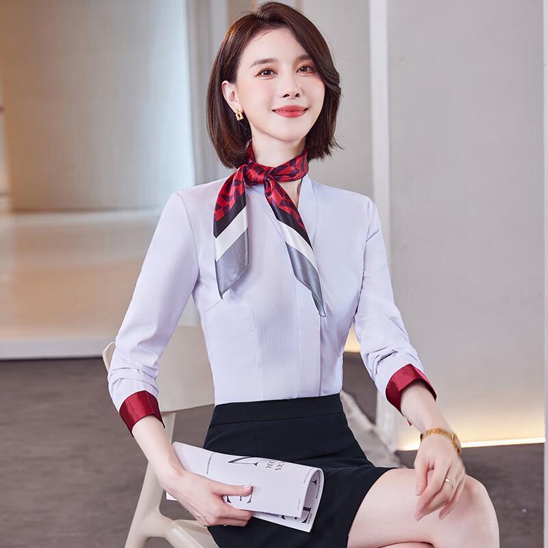 Teluoman Women s Chinese Style White V-Neck Long Sleeve Shirt Available in Various Sizes