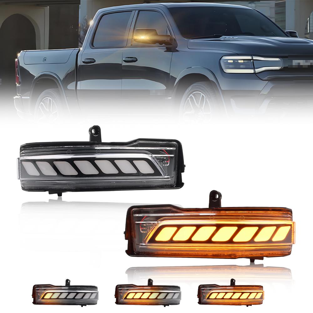 

2Pcs For 2019 2020 2021 2022 2023 Dodge RAM 1500 Side Mirror Light Turn Signal Light W/ Full Dynamic Sequential Blink Amber LED