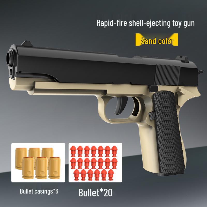 Shell Fırlatmalı ve Sürekli Ateşlemeli Colt 1911 Yumuşak Mermi Oyuncak Tabanca - Erkek Çocuklar İçin - PUBG Tabanca Modeli