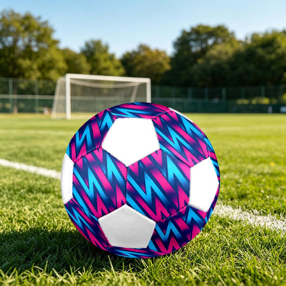 1pc Neon Zigzag Lightweight PVC Training Soccer Ball, Size 5, Suitable for Indoor and Outdoor TrainingGift y60348
