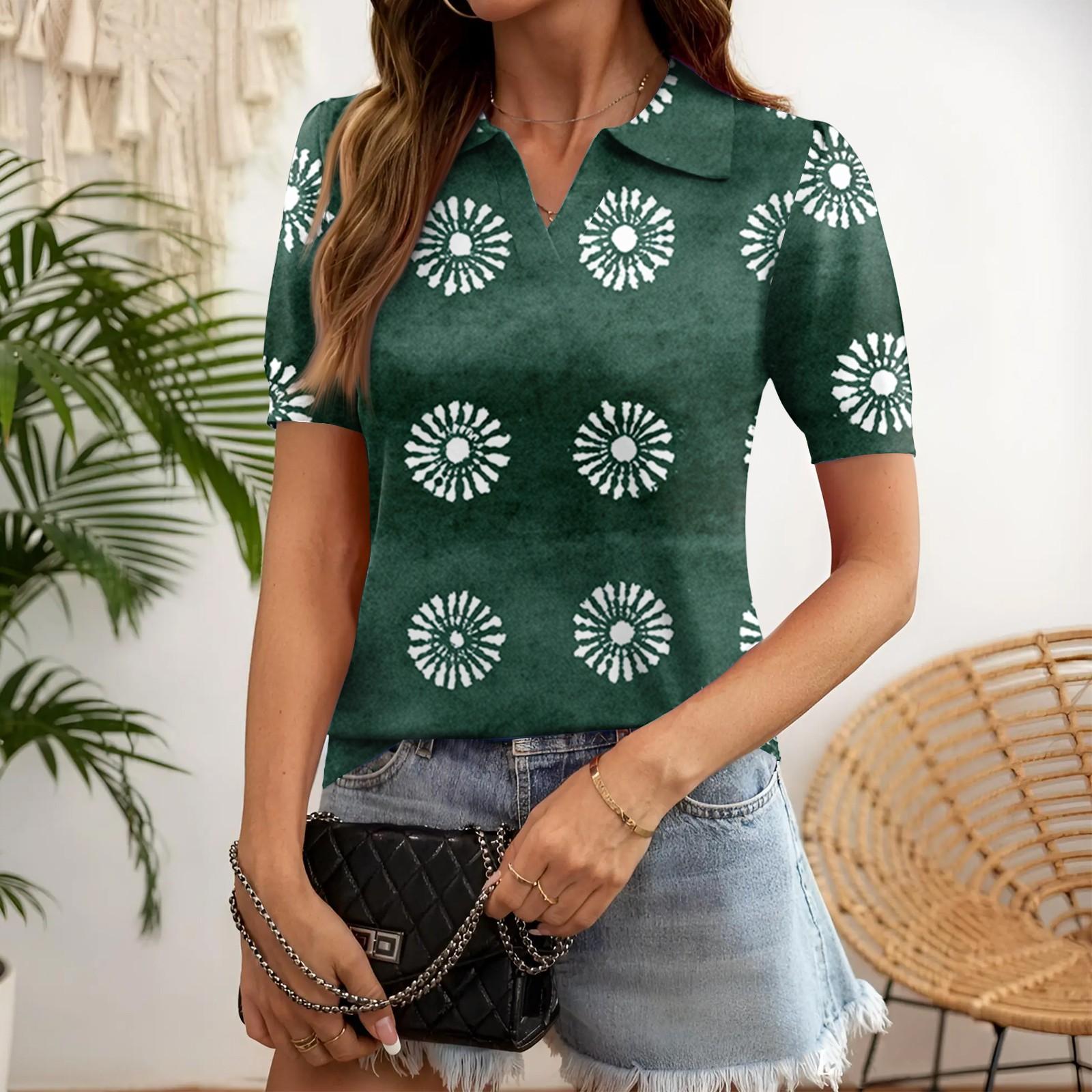 Summer Tops for Women 2026 Trendy Dressy Casual Blouse Short Sleeve Knit Henley V Neck Shirt Tunic S