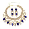 New Fashionable European and American Exaggerated Handmade Rhinestone Colored Crystal Necklace Earring Set Bridal Dress Jewelry