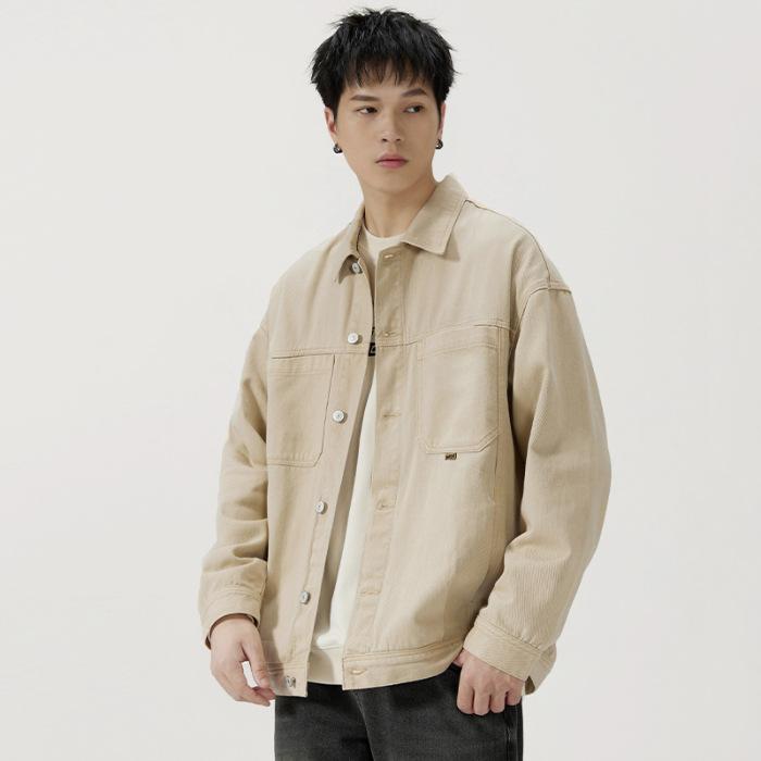 Black Denim Jacket Men'S Loose Large Size Trendy Brand Retro Men'S Tooling Jacket Top Trend