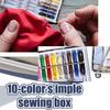 10 Color Thread Mini Sewing Kit Box Needle Thread Button Storage Bags Sewing Tool Portable Handcraft With Pin Button Home Travel