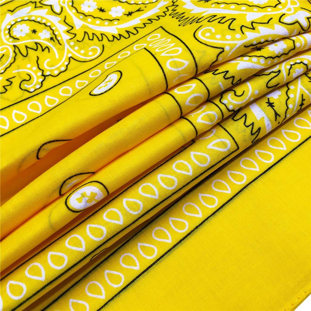 kakatrend bandana yellow paisley 100% cotton adult bandana handkerchief cotton bandana unisex durag large 55cm x 55cm