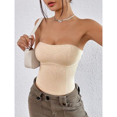 Neues Sommer Lässiges Temperament Slim Fit Sexy Weste T-Shirt Ärmellos Träger Vielseitiges Top Trägerlos Damen