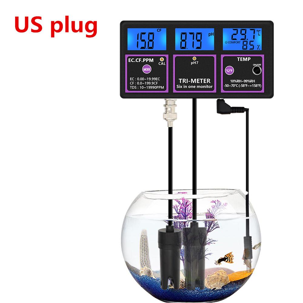 Digital 6-in-1 PH/TEMP/EC/CF/RH/TDS Detector Water Quality Tester Monitor for Swimming Pool Spa Soilless Cultivation