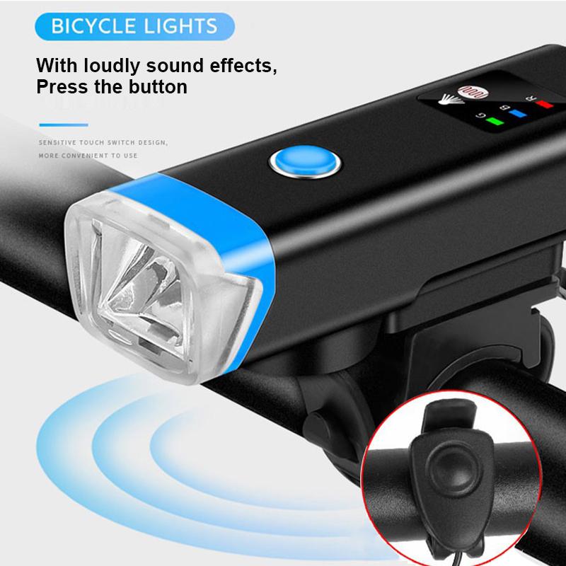 Bike Horn Light Front Bicycle Lighting Bicycle Lamps with Electric Horn 120DB Biking Flashlight for Bicycle Headlight Bike Bell