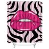 Bold Statement Black White Striped Bath Curtain with Pink Lip Design for Bathroom Decor Durable Waterproof Shower Curtain Set