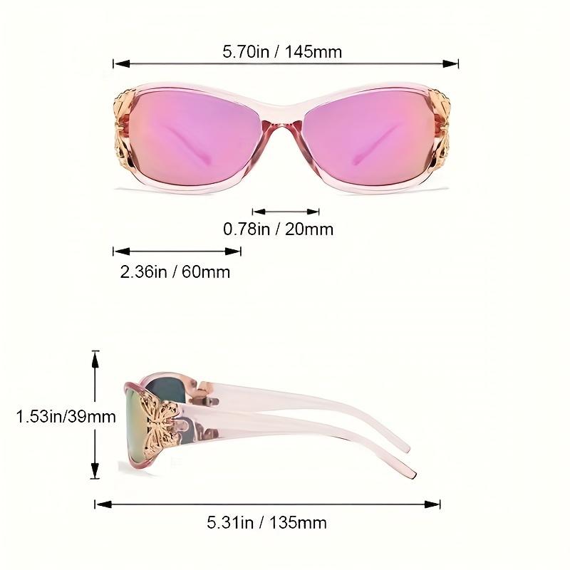 Y2K Butterfly Decorative Fashion Sunglasses, Women'S Retro Surrounding Sunshade Driving Beach Party Composite Frame Sports Style