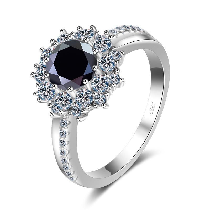 

Bague Ringen, модное женское кольцо S925, 1 карат, муассанит, лабораторный бриллиант, твердое серебро 925, ювелирные изделия, помолвка, подарок на годовщину свадьбы 1ct No.5 чёрный
