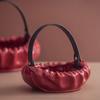 Creative Tray Red Basket Desktop Storage Container Fruit Platter Ceramic Plate Pleated Basket Home Decoration Accessories