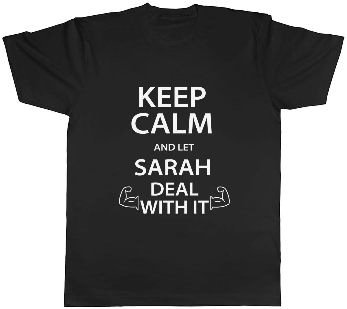 Personalised Keep Calm And Let Name Deal With It Mens Unisex T-Shirt Tee L