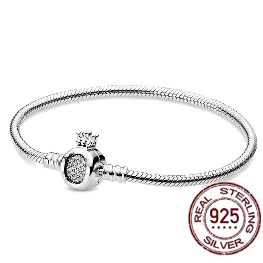 Best-selling 925 Sterling Silver Heart-shaped Crown Snake Bone Chain, Perfect for the Original DlY Bracelet! Ladies' Birthday Fa