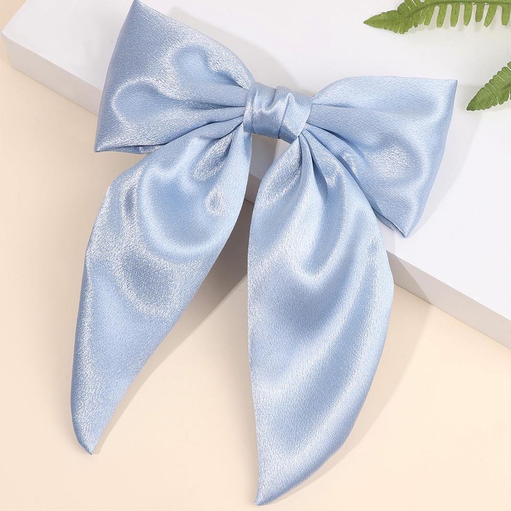 Chiffon Bow Hair Clip Women Medium Bowknot Satin Hairpin Barrettes Girls Solid Color Ponytail Hair Accessories Headwear Gift
