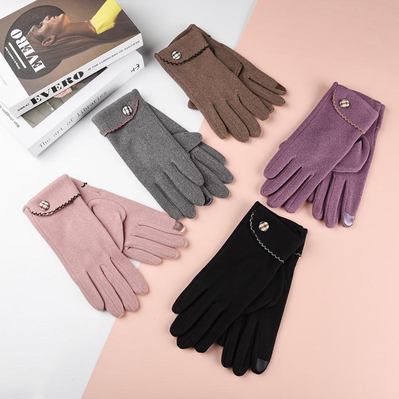 Nowe Damskie Rękawiczki z Futra Królika z Ekranem Dotykowym: Styl koreański Jazda na rowerze i jazda samochodem, Urocze podszycie z polaru na zimną pogodę