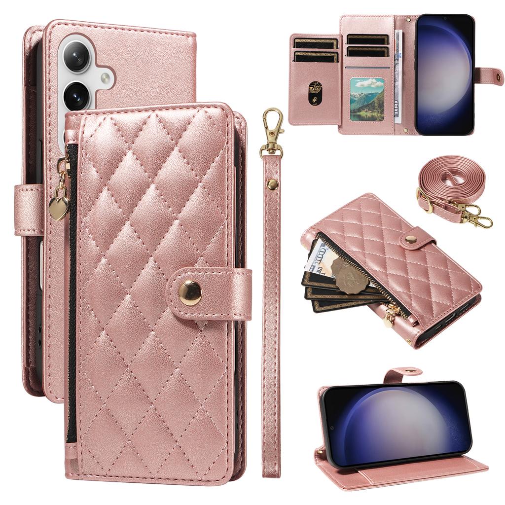 For Samsung Galaxy S24+/Galaxy S25+ Wallet Case with Straps,Rhombus Leather Stand Phone Cover
