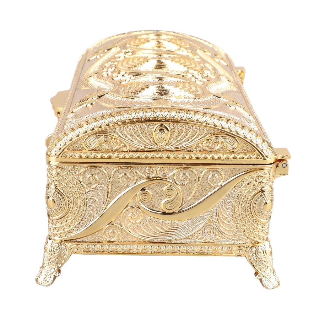 Rectangular Trinket Storage Box Alloy Treasure Storage Box Luxury Metal Jewelry Box  For Women