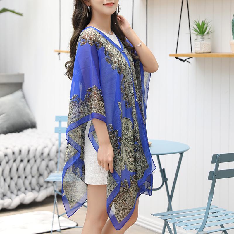 Chic Women's Silk Scarf: Oversized Sun Protection Shawl & Versatile Beach Towel