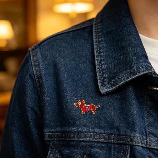 Cute Dachshund Lapel Pin Funny Puppy Brooch for Bags Jackets Hats Minimalist Alloy Brooch Unique Gift for Dog Lovers & Teens
