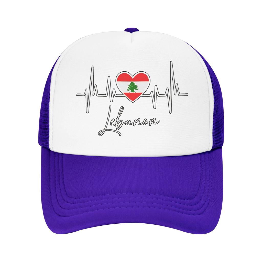 My Heart Beats For Lebanon Sun Hats Classic UnisexTeens Mesh Trucker Hat Breathable Print Outdoor Sport Baseball Caps