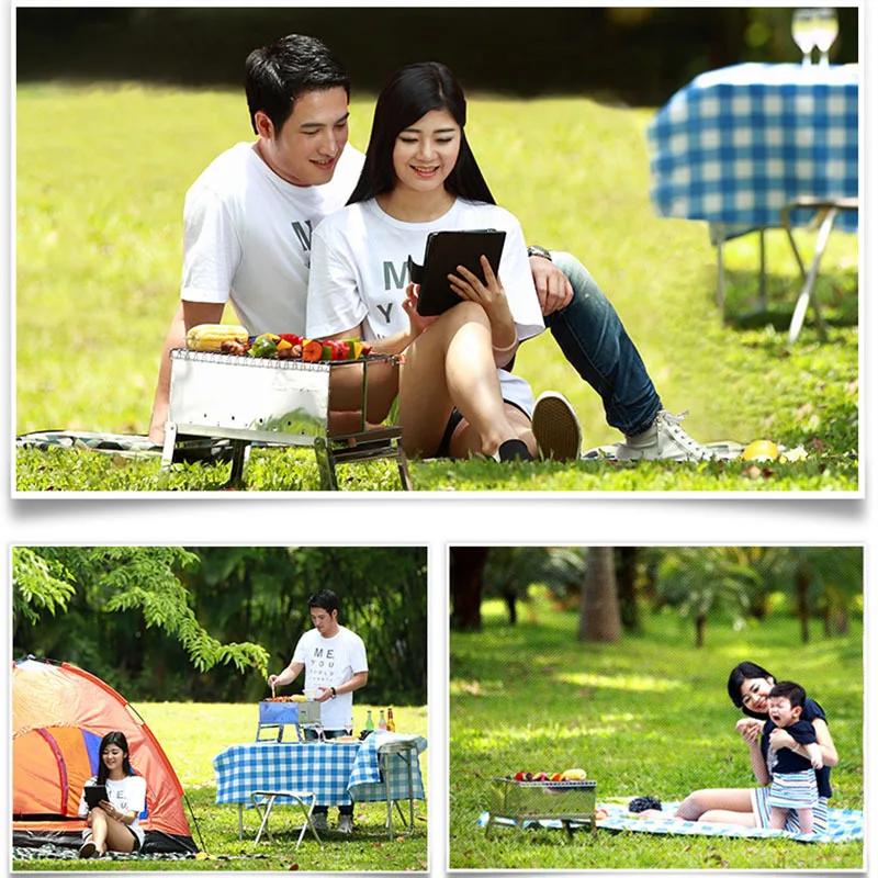 Outdoor Portable Stainless Steel Folding Barbecue Grill Mini Balcony Charcoal Barbecue Grill for 5 or More People