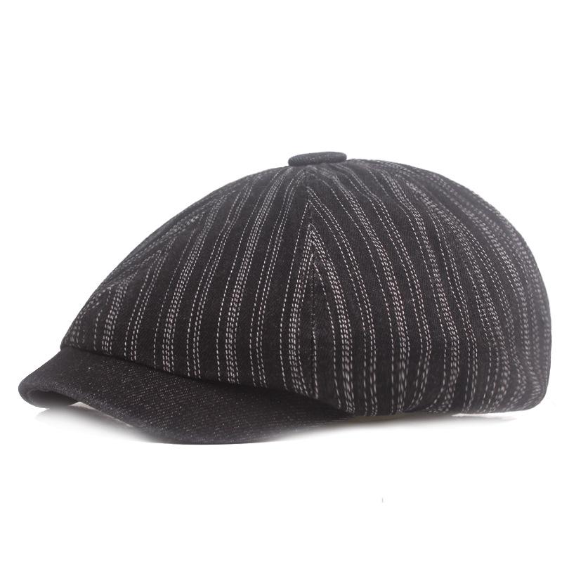 Bavlněný baret Pánská malířská čepice Newsboy čepice Klobouk Rybí kost Osmihranný klobouk