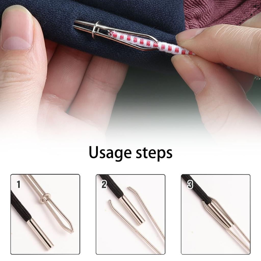 10 Stück Edelstahl-Kleiderklammern Nähen DIY-Werkzeuge Gummiband Band Locher Kreuzstich-Einfädler Seil Kordel Elastische Klemme