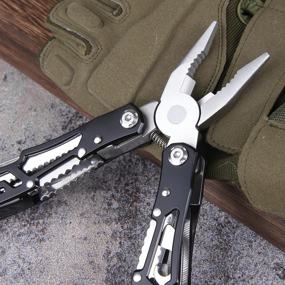 Portable All-Steel Multifunctional Pliers: Compact Outdoor, Vehicle-Mounted Emergency Tool & Wrench.