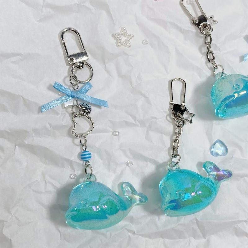 Multicolor Resin Whale Keychain Stylish Beadwork And Decoration Gift For Her