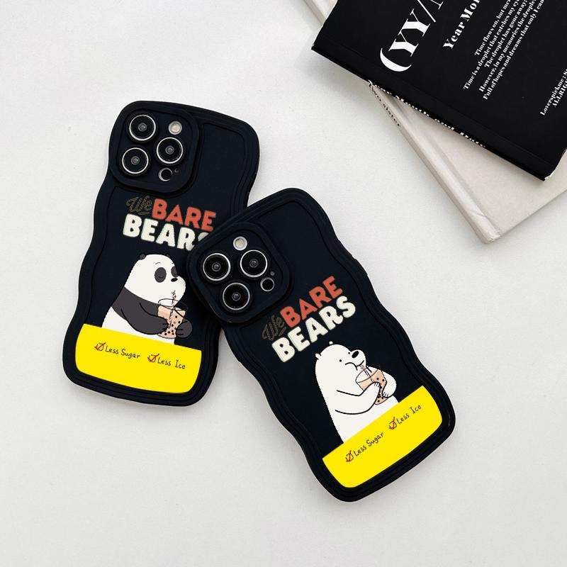 Ayılar Yumuşak Dalga Şekli Telefon Kılıfı Realme için C53 C55 Redmi Not 12 Not 11 Pro Samsung S23 Ultra A53 A52 Vivo V23e Y35 Y02 IPhone Tecno Spark Kapak