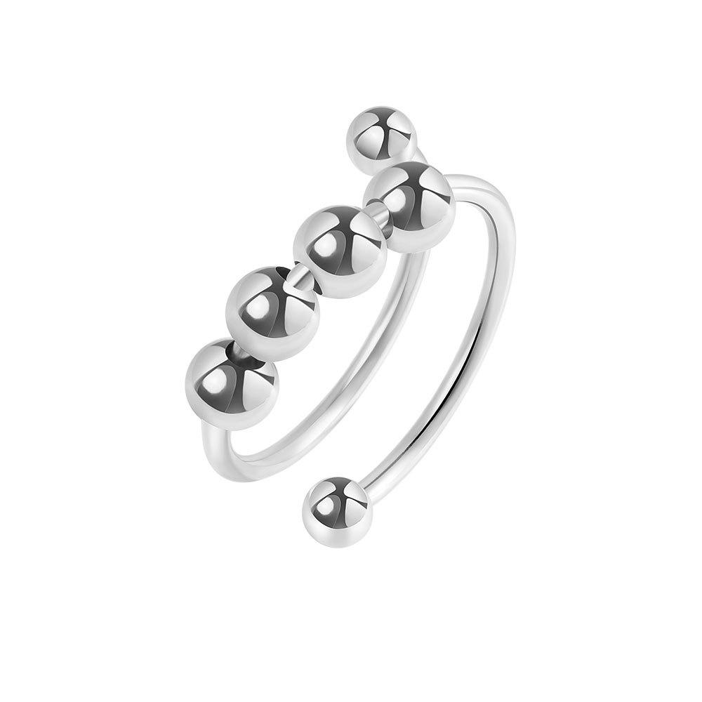 Anti Stress Anxiety Silver Ball Rings 925 Women Men Spinner Fidget Rings Vintage Gold Couple Anillos Jewelry Gift