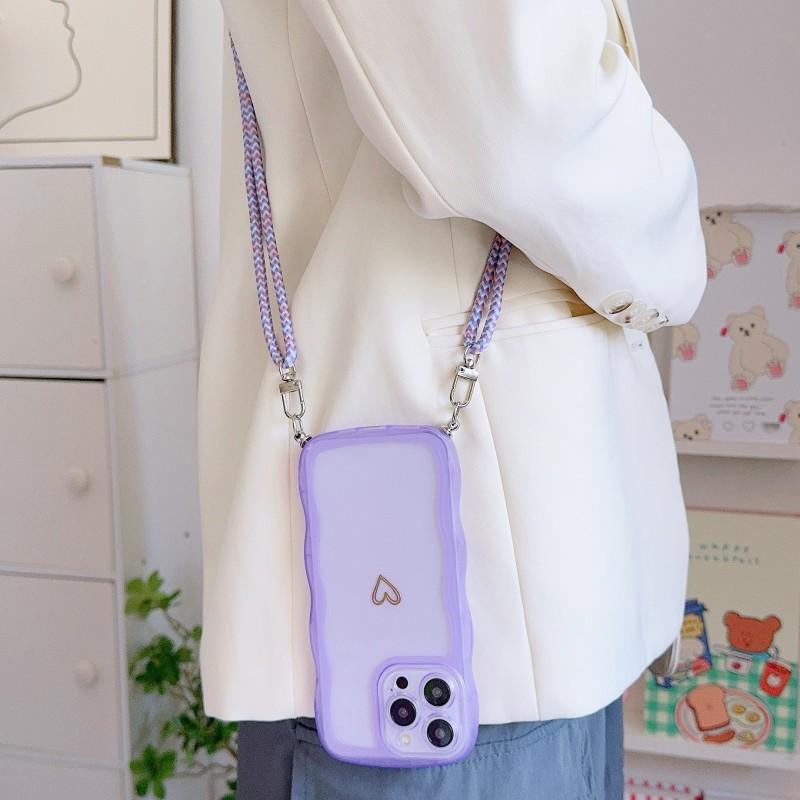 Fashion Lanyard Case For iPhone 17 Pro Max 14 12 11 13 15 16 Plus Air 16E 17E Shockproof Crossbody Cord Strap Wave Clear Cover
