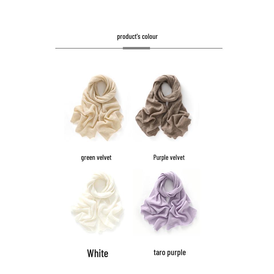Women's Soft Cashmere Scarf: Cozy, Hollow Design for Fall/Winter. Versatile, Solid Color, Korean Style Knit Shawl.