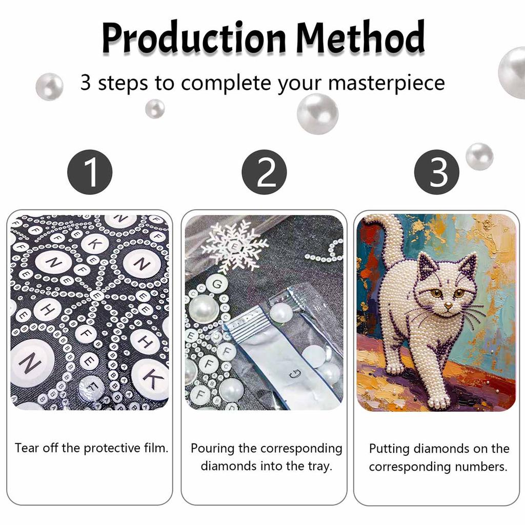 Animal series pearl painting cat diy handmade 5D highvalue hanging living room decoration painting