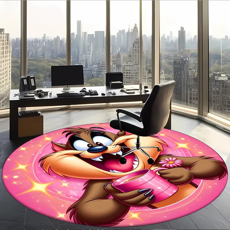 Taz (23) Round Office Rug Decorative Floor Rug for Office Bedroom Living Room and Home Space