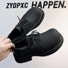 Leather shoes men's platform casual big head derby shoes men's high-end black wedding groom shoes 1255-A