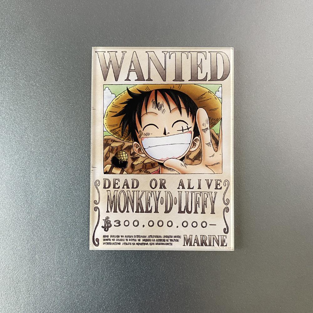 Kreativní magnet s plakátem Wanted z One Piece - Anime Kreslená Dekorace na ledničku & Samolepka na vzkazy